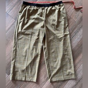 Lane Bryant windowpane plaid army green elastic waist women's pants size  28